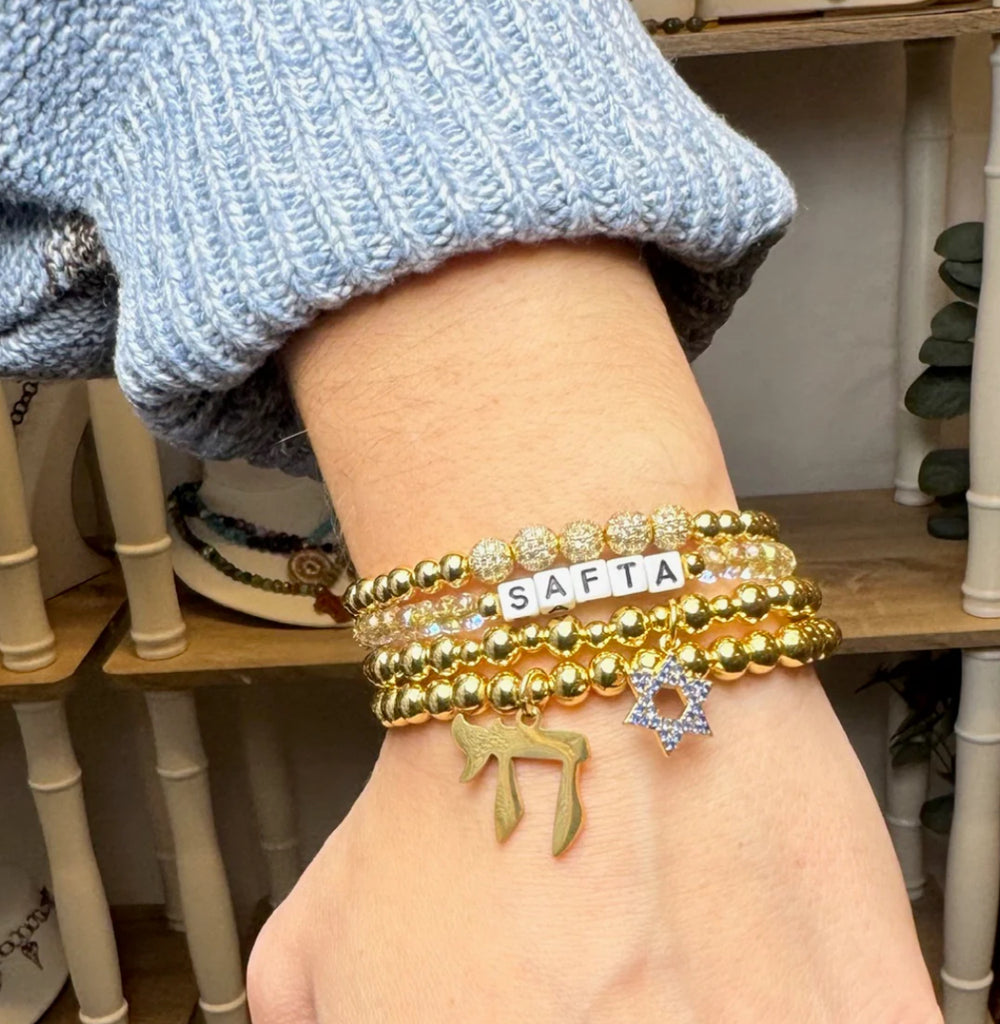 Star of David Chai Bracelet Stack