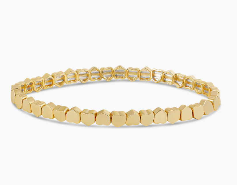 MINI SOLID STRETCHY BEZEL HEART BRACELET