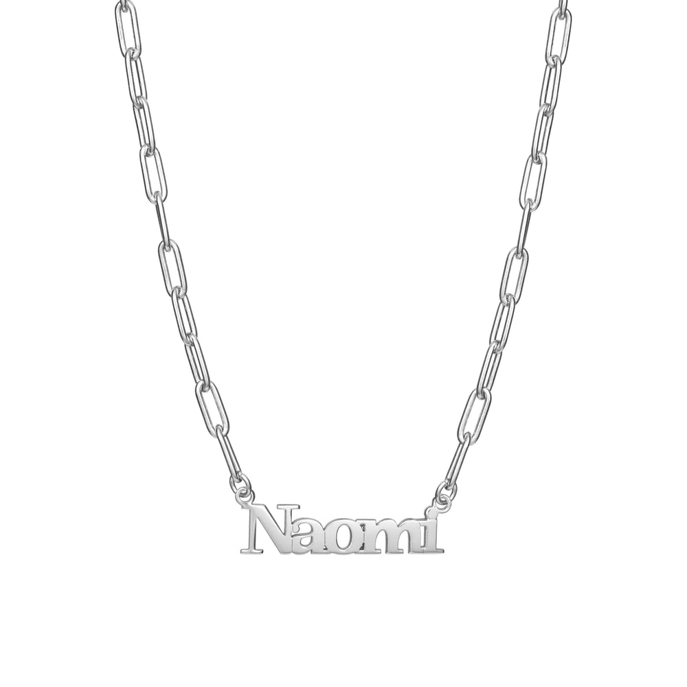 Block letter nameplate on a paperclip chain - Capital and Lowercase