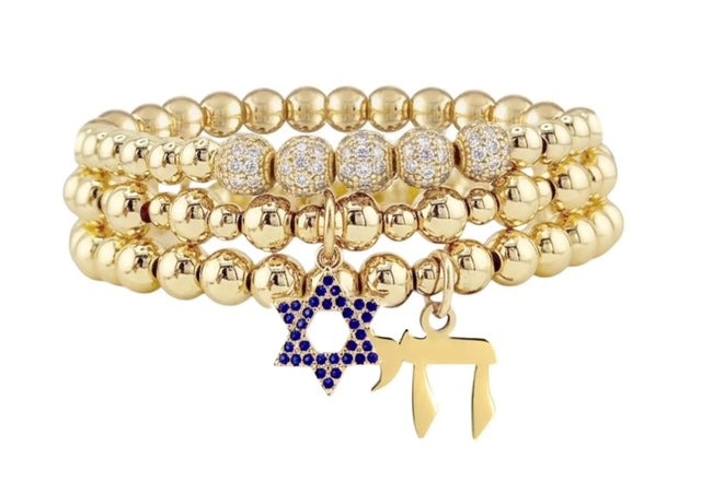 Star of David Chai Bracelet Stack