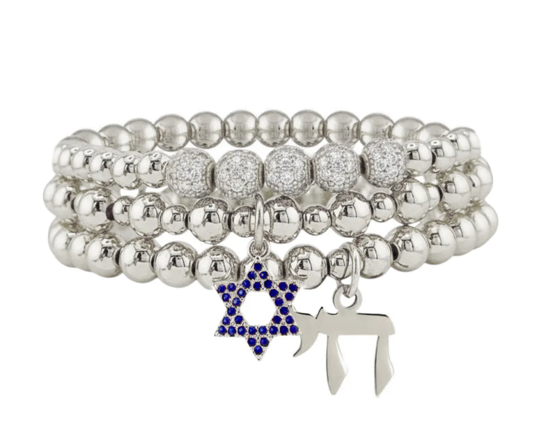 Star of David Chai Bracelet Stack