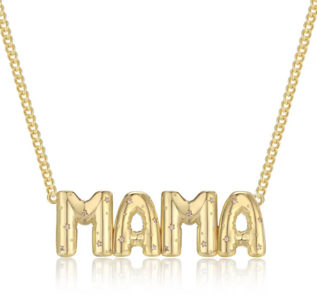 Inlay CZ  Name Bubble Necklace in Silver or Gold - JewelsDen
