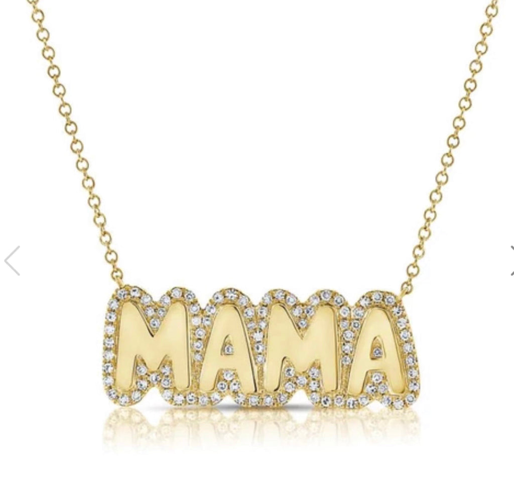 The Michele - Bubble Name with CZ in Silver, Gold or Rose - JewelsDen