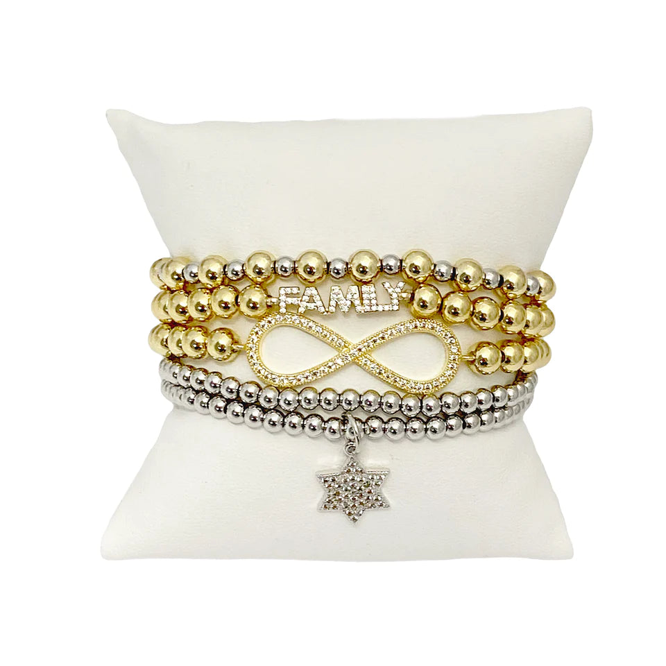 Infinity Everlasting Star of David Bracelet Stack