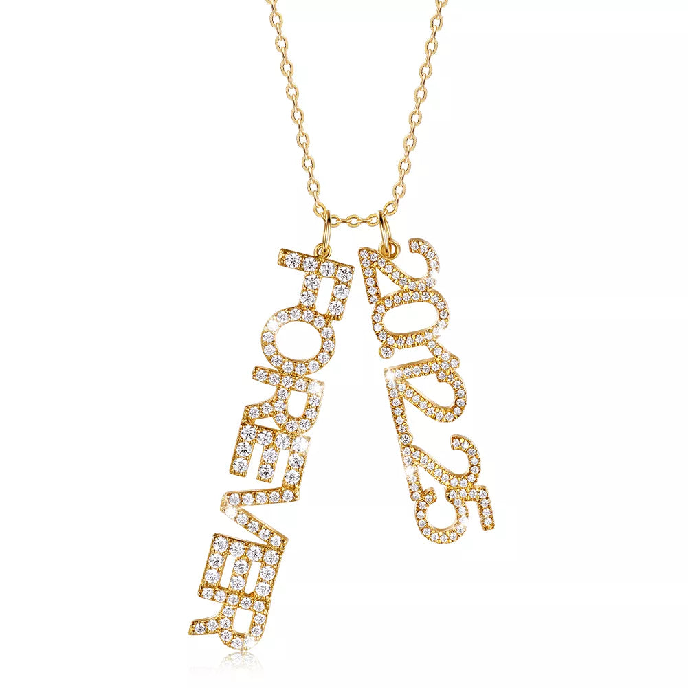 The Special Day - Name and Date with CZ in Silver, Gold or Rose - JewelsDen