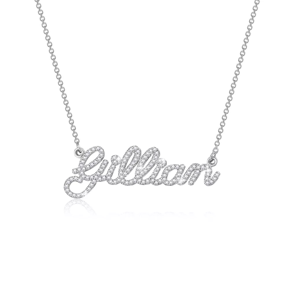 The Julie - Name with CZ in Silver, Gold or Rose - JewelsDen