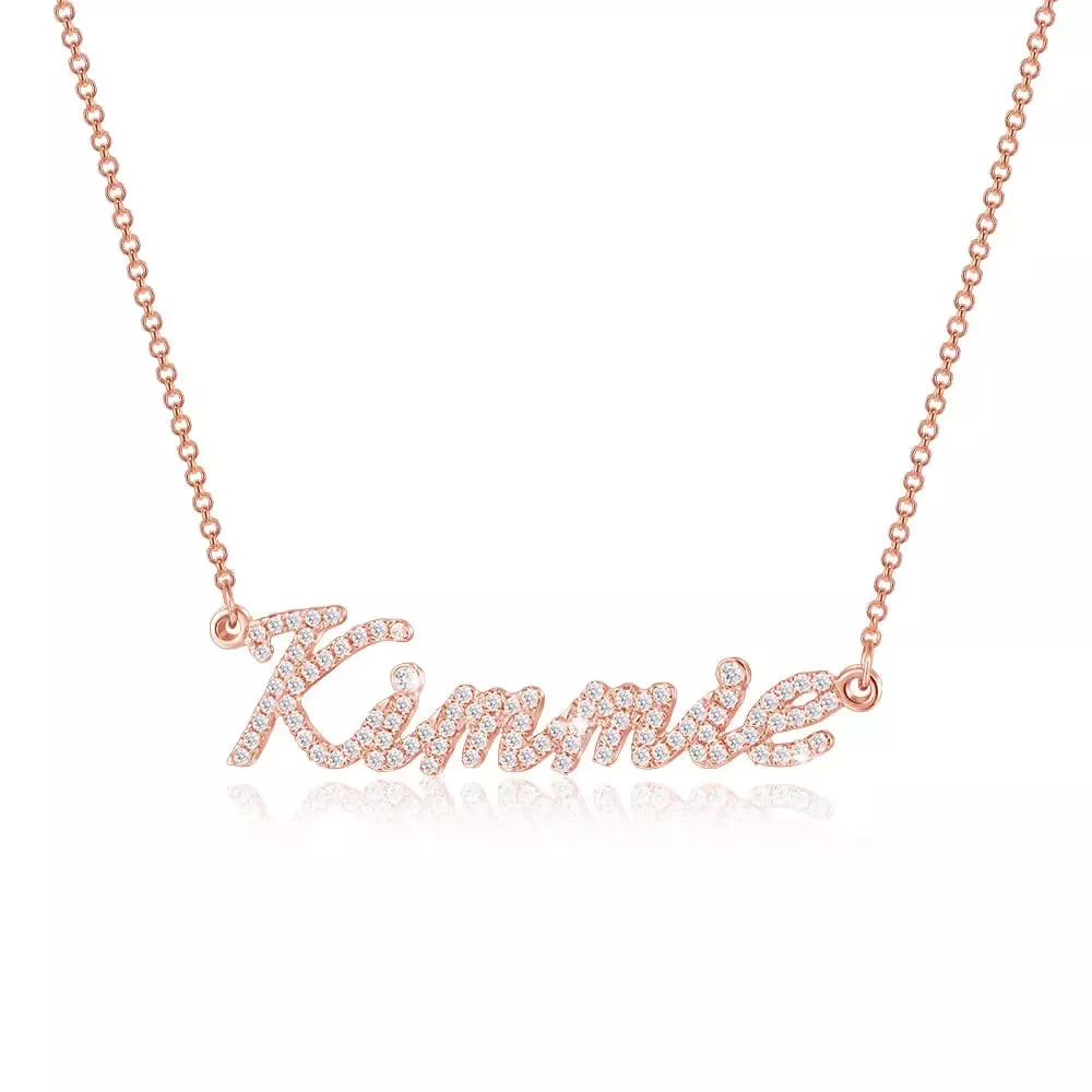 The Kimmie - Name with CZ in Silver, Gold or Rose