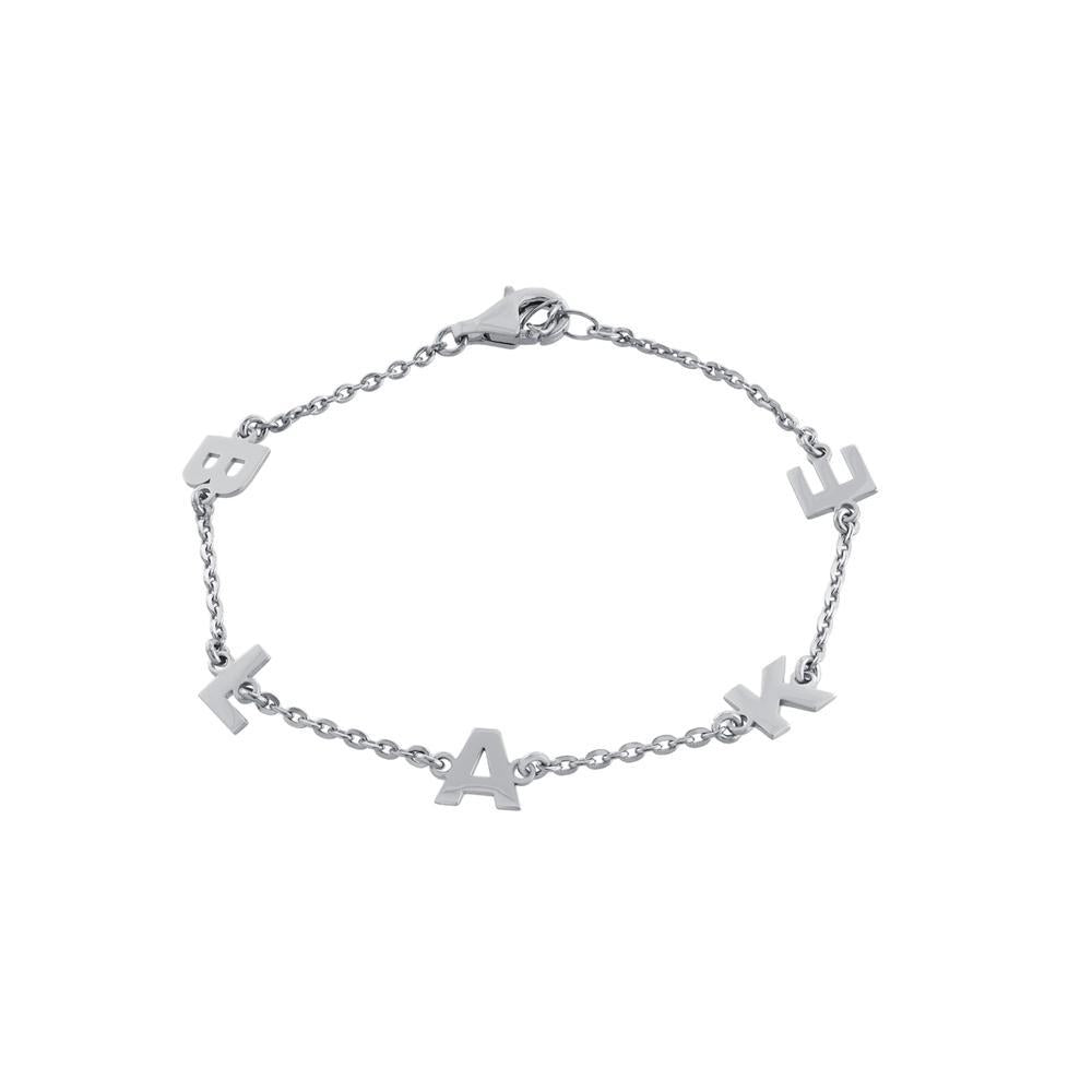 Five Block Letters Gold or Platinum finish Bracelet - JewelsDen