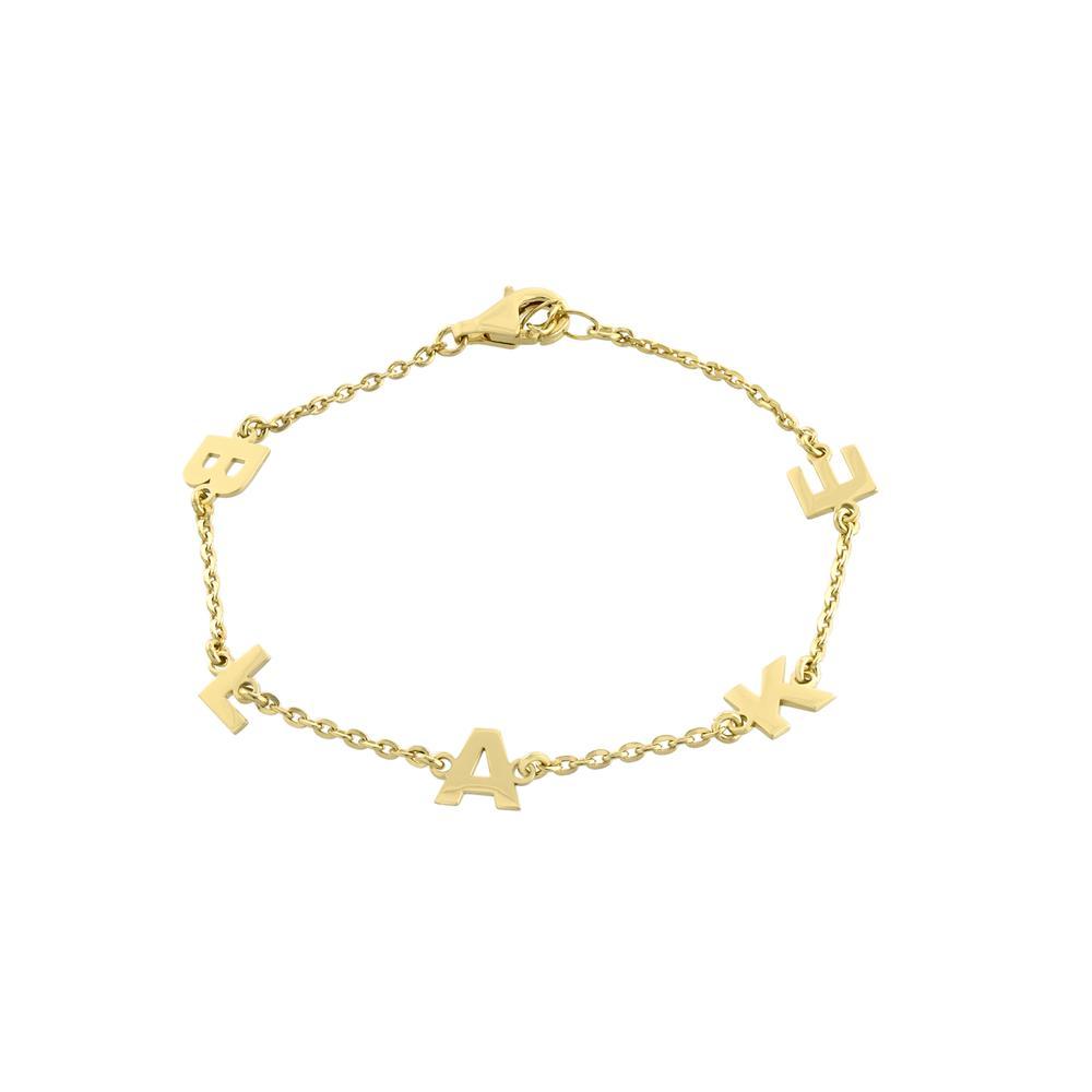 Five Block Letters Gold or Platinum finish Bracelet - JewelsDen
