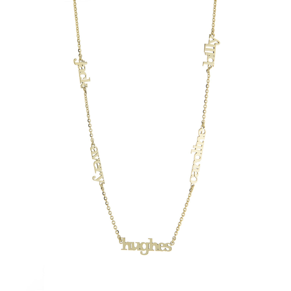 Five Name with Block Letters Gold finish Necklace