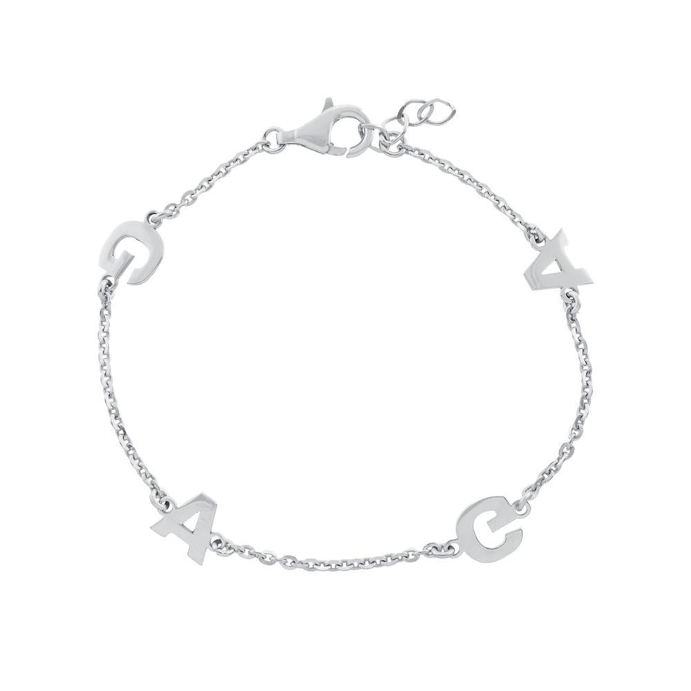 Four Block Letters Gold or Platinum finish Bracelet - JewelsDen