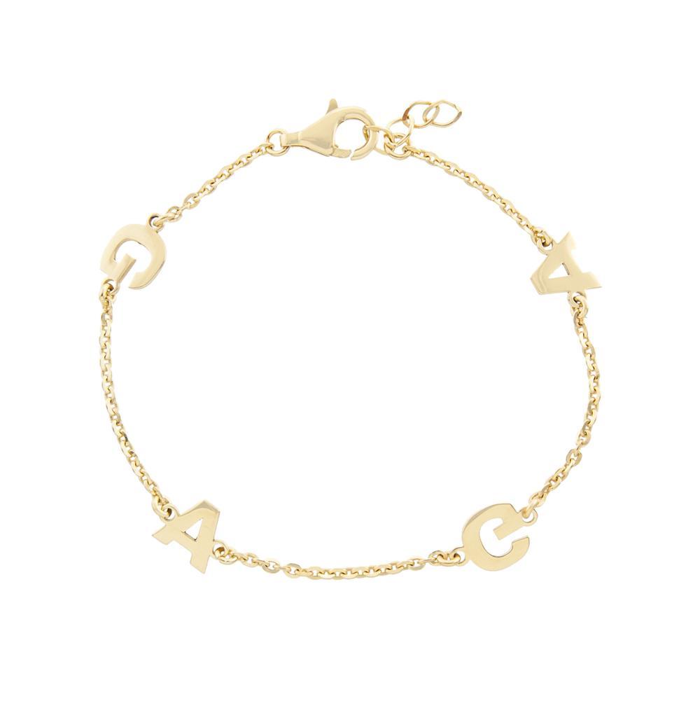 Four Block Letters Gold or Platinum finish Bracelet - JewelsDen