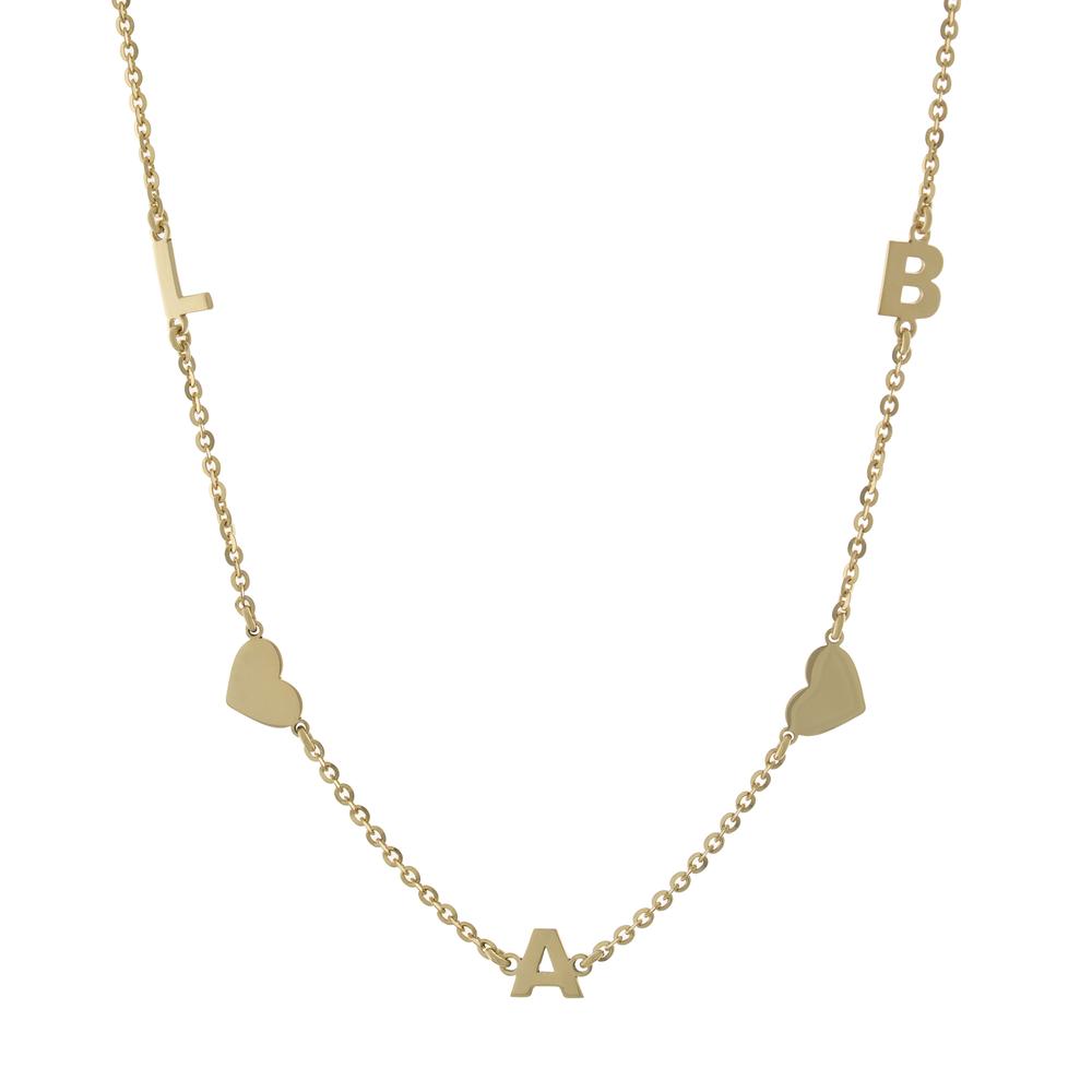 Three letters with Hearts with Gold or Platinum finish Necklace - JewelsDen