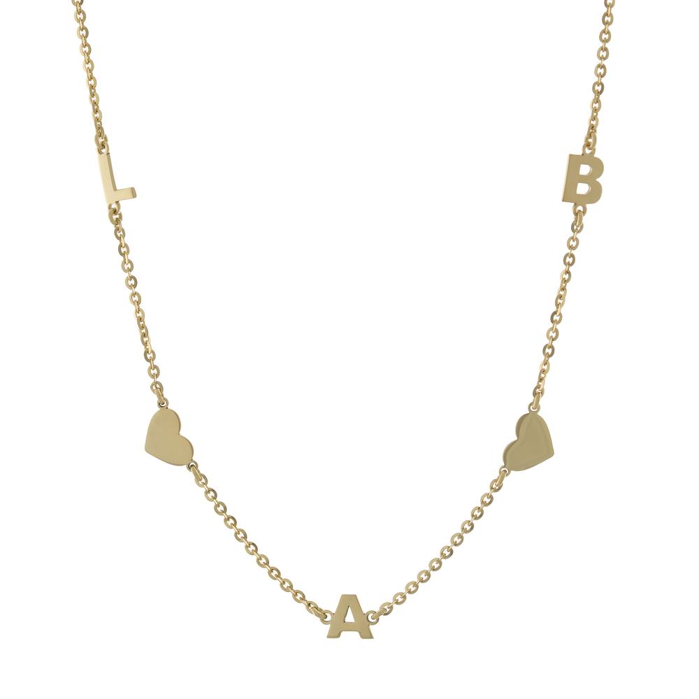 Three letters with Hearts with Gold or Platinum finish Necklace