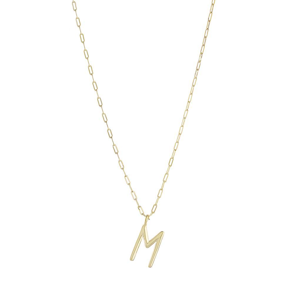 One Initial on Paperclip Chain with Gold or Platinum finish Necklace