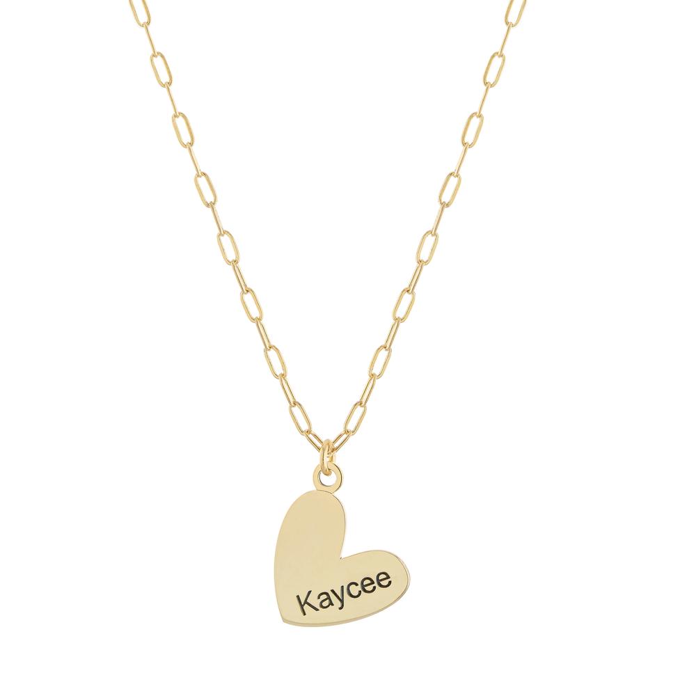 One Name with Heart on Paperclip Chain with Gold or Platinum finish Necklace