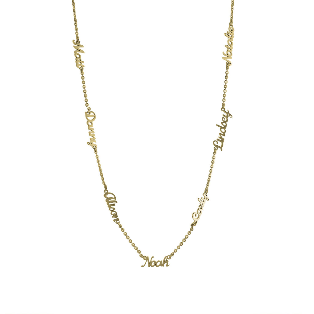 Seven Name with Cursive Letters Gold finish Necklace - JewelsDen