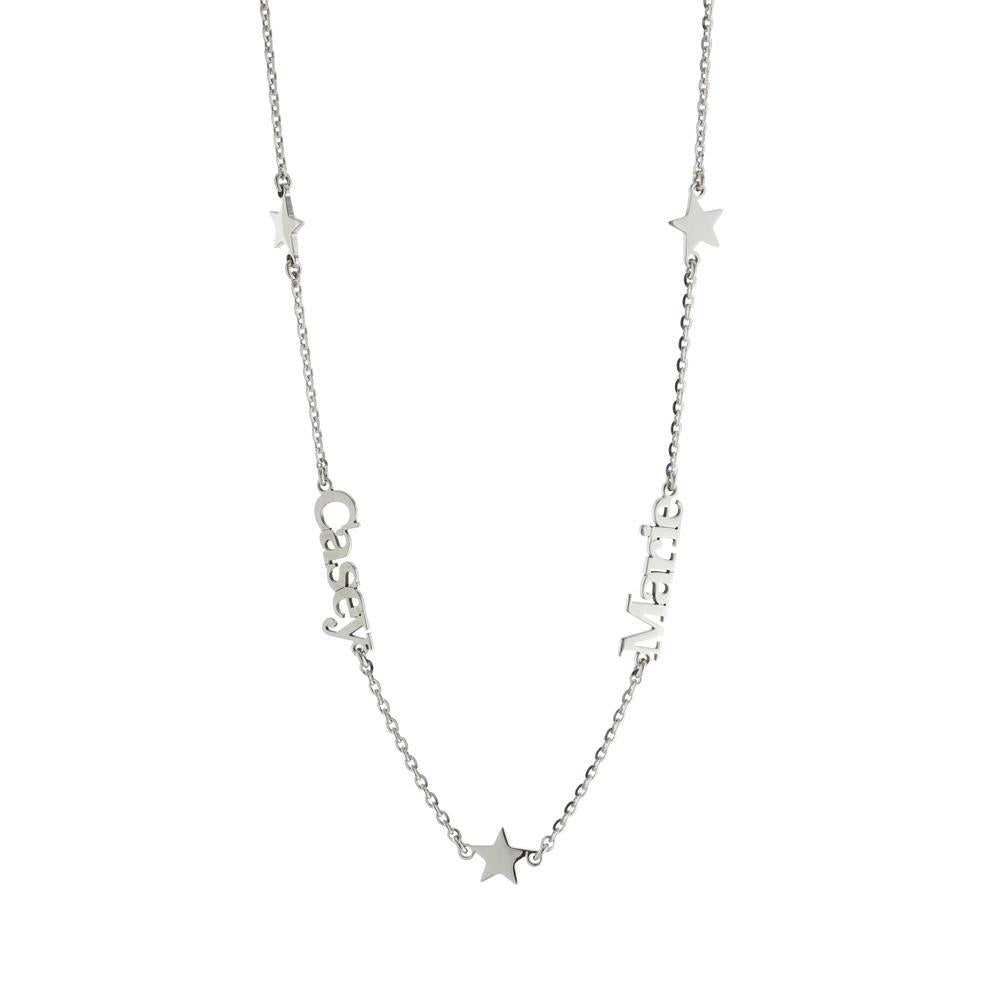 Star on sides with two names in Gold or Platinum finish Necklace