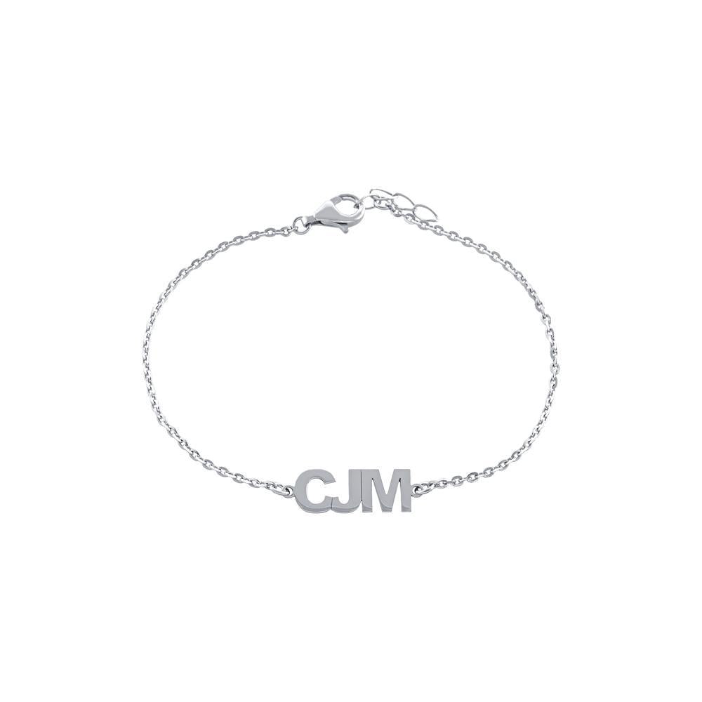 Three Block Letters Gold or Platinum finish Bracelet - JewelsDen