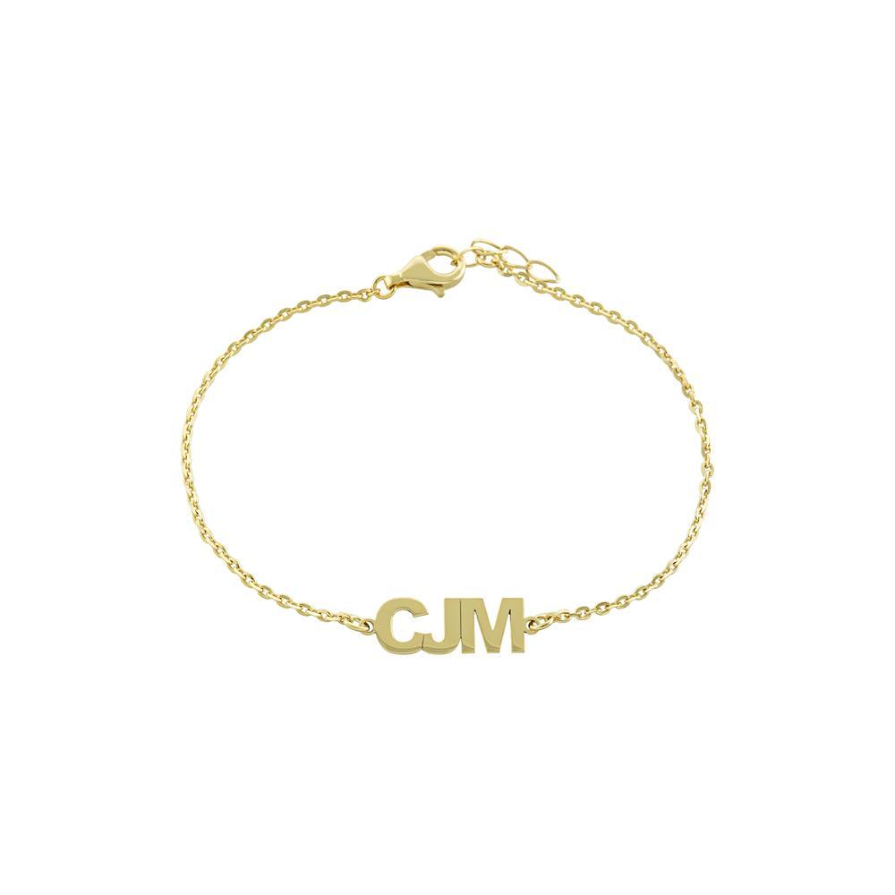 Three Block Letters Gold or Platinum finish Bracelet - JewelsDen