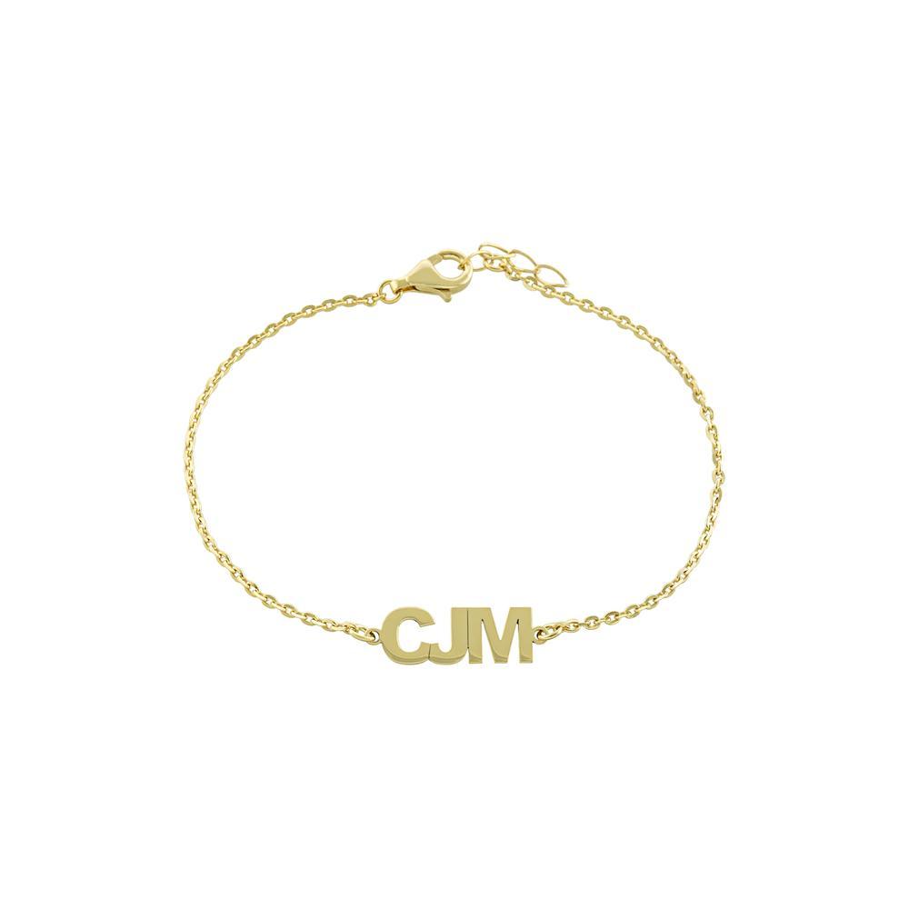 Three Block Letters Gold or Platinum finish Bracelet