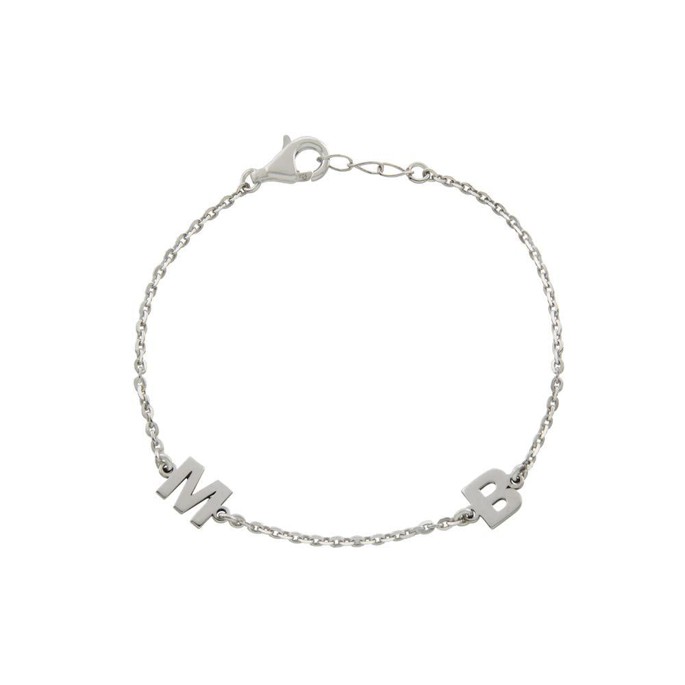 Two Block Letters Gold or Platinum finish Bracelet - JewelsDen