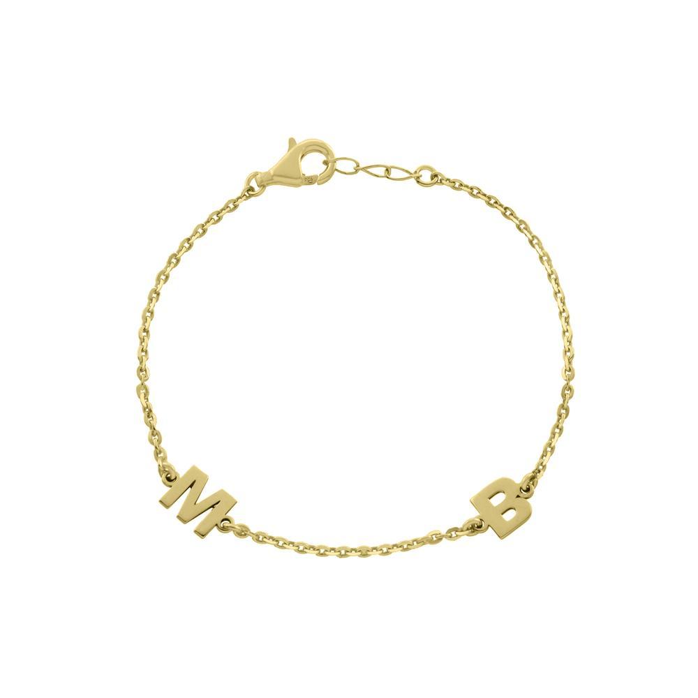 Two Block Letters Gold or Platinum finish Bracelet - JewelsDen