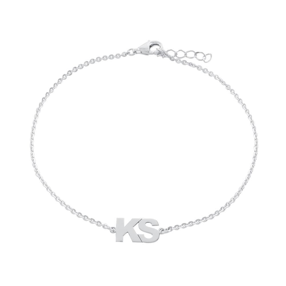 Two Block Letters together Gold or Platinum finish Bracelet - JewelsDen