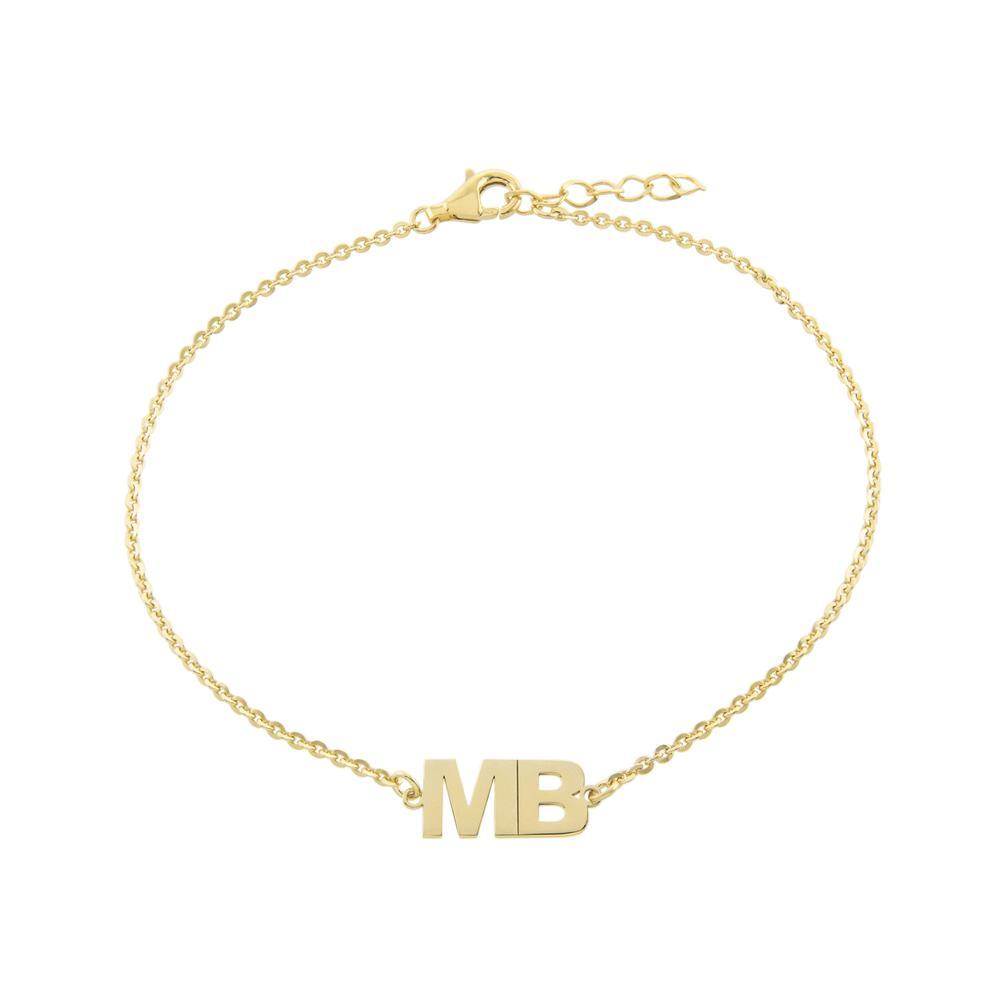 Two Block Letters together Gold or Platinum finish Bracelet