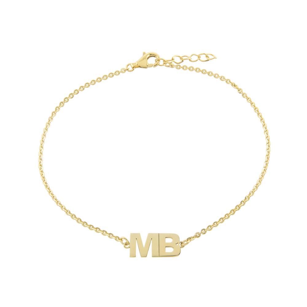 Two Block Letters together Gold or Platinum finish Bracelet - JewelsDen