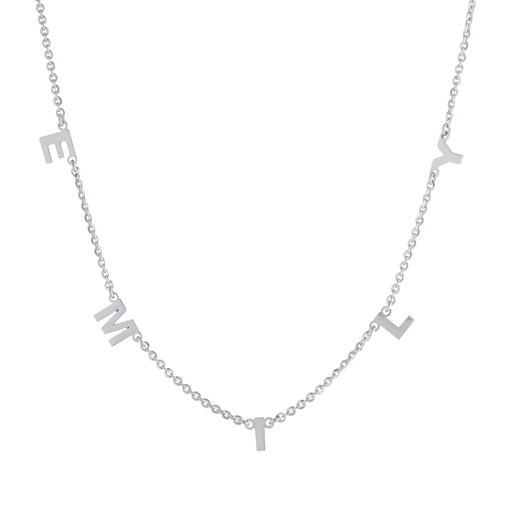 Five Block Letters Gold or Platinum finish Necklace - JewelsDen