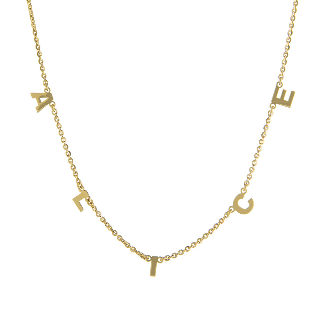 Five Block Letters Gold or Platinum finish Necklace
