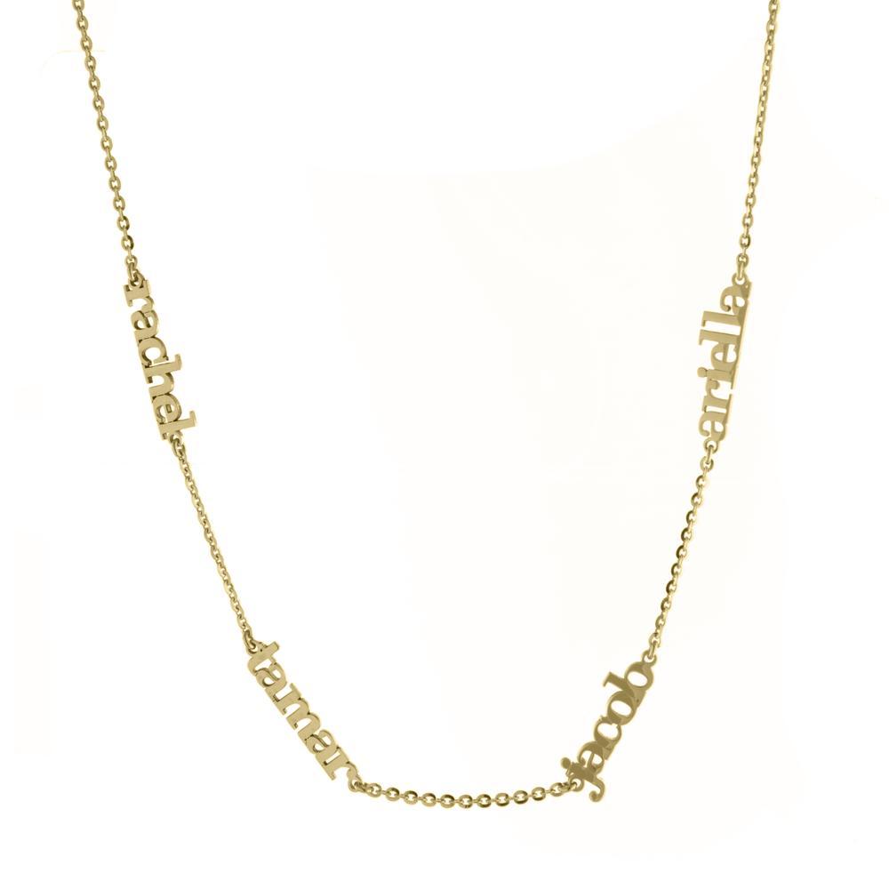Four Name with Gold or Platinum Block Letters finish Necklace - JewelsDen