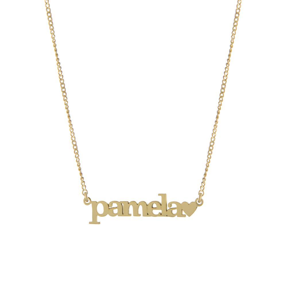 One Name with Block Letters and Heart with Gold or Platinum finish Necklace - JewelsDen