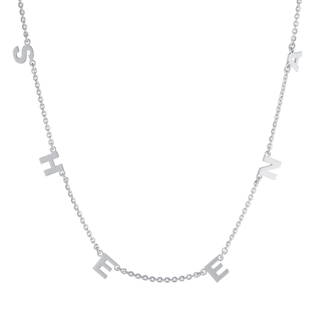 Six Block Letters Gold or Platinum finish Necklace - JewelsDen