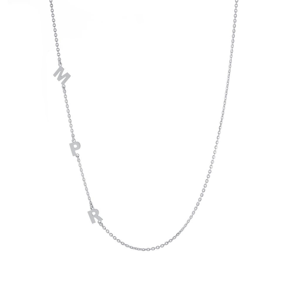 Three letters on side Gold or Platinum finish Necklace - JewelsDen