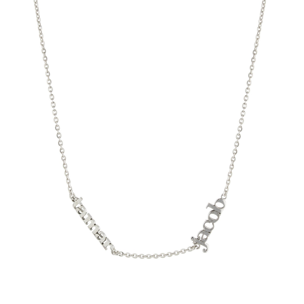 Two Name with Block Letters Gold or Platinum finish Necklace - JewelsDen
