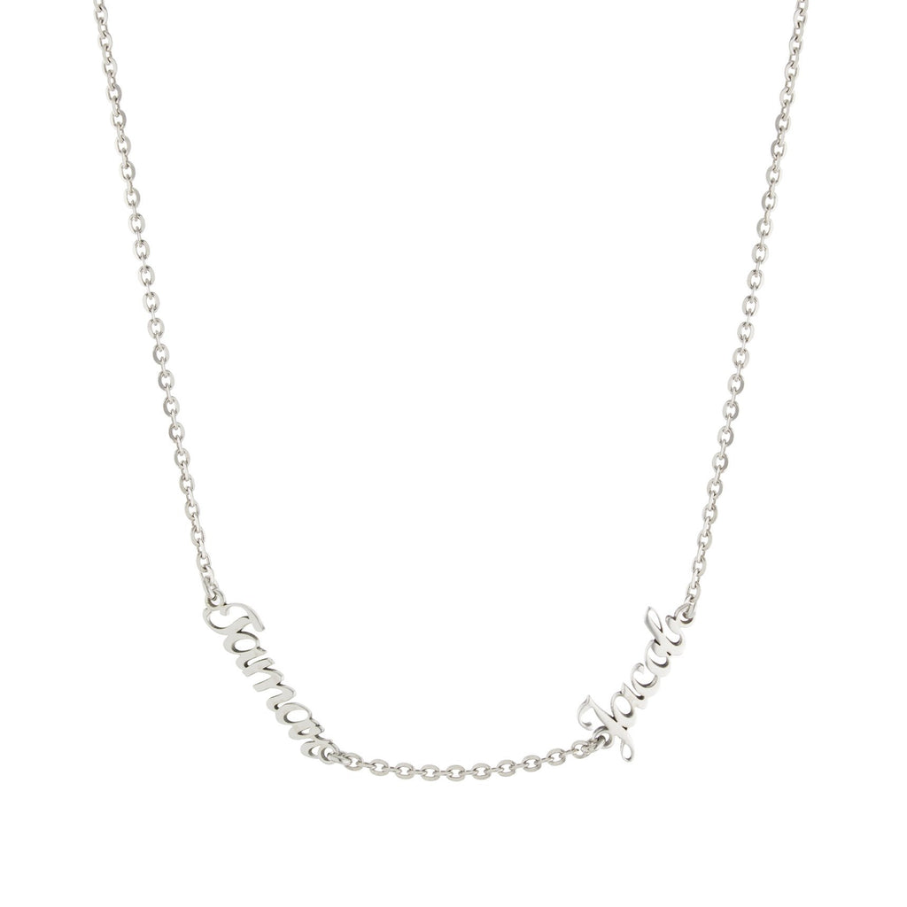 Two Name with Cursive Letters Gold or Platinum finish Necklace - JewelsDen