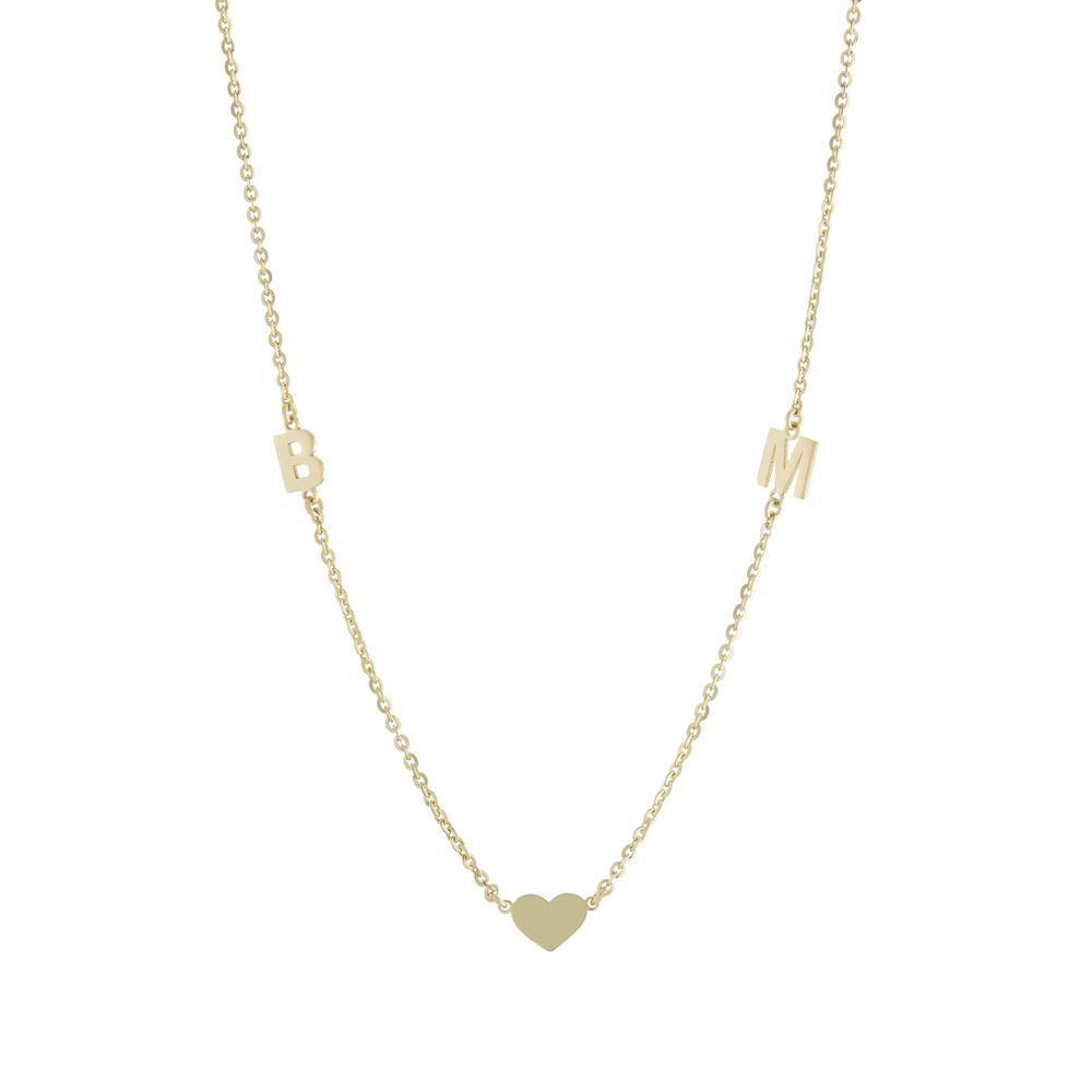 Two letters on both sides with heart Gold or Platinum finish Necklace - JewelsDen