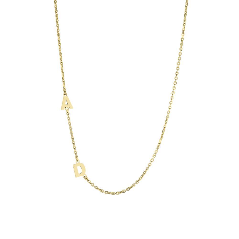 Two letters on side Gold or Platinum finish Necklace - JewelsDen
