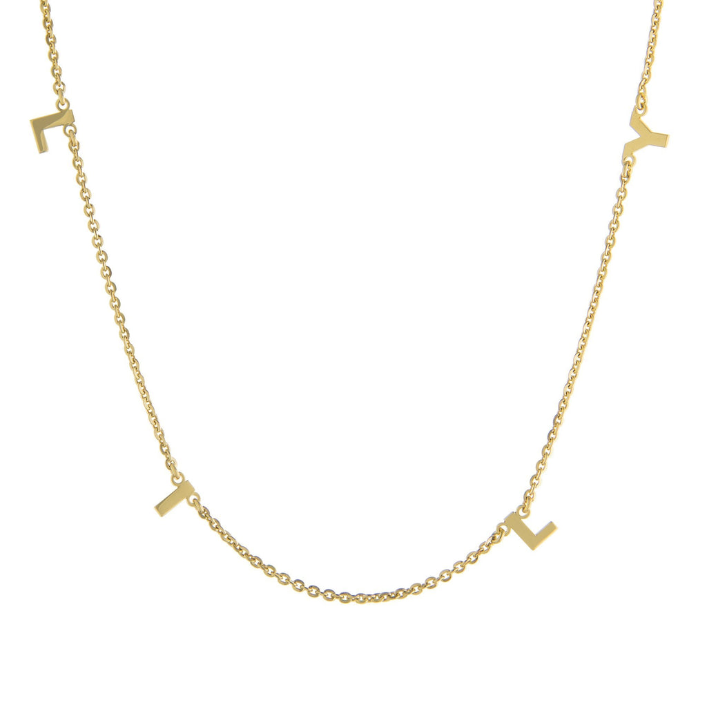 Four Block Letters Gold or Platinum finish Necklace - JewelsDen