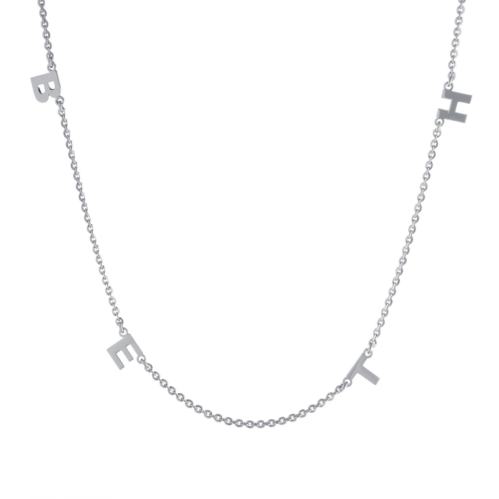 Four Block Letters Gold or Platinum finish Necklace - JewelsDen